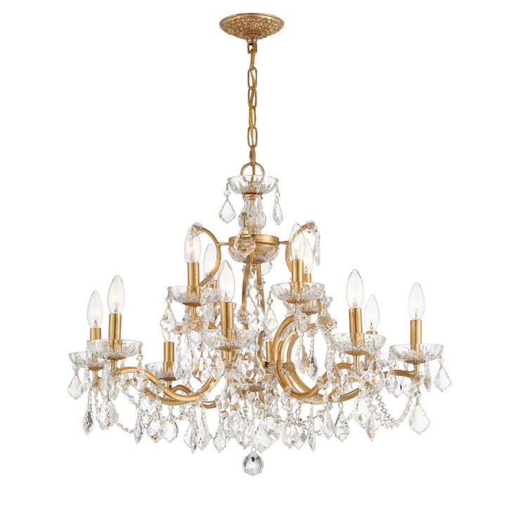 Filmore 12 Light Swarovski Strass Crystal Antique Gold Chandelier Crystorama