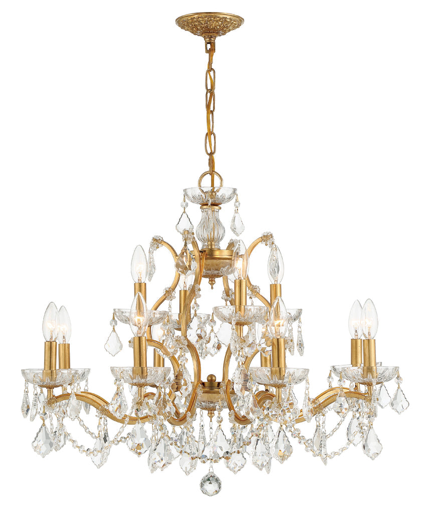 Filmore 12 Light Spectra Crystal Antique Gold Chandelier Crystorama