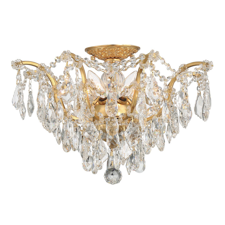 Crystorama Crystorama Filmore 5 Light Hand Cut Crystal Antique Gold Flush Mount