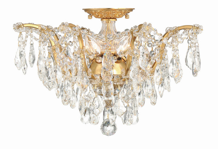 Crystorama Crystorama Filmore 5 Light Hand Cut Crystal Antique Gold Flush Mount