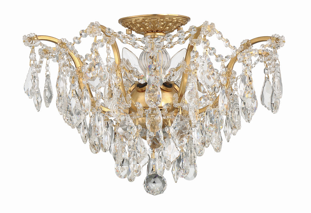 Crystorama Crystorama Filmore 5 Light Hand Cut Crystal Antique Gold Flush Mount