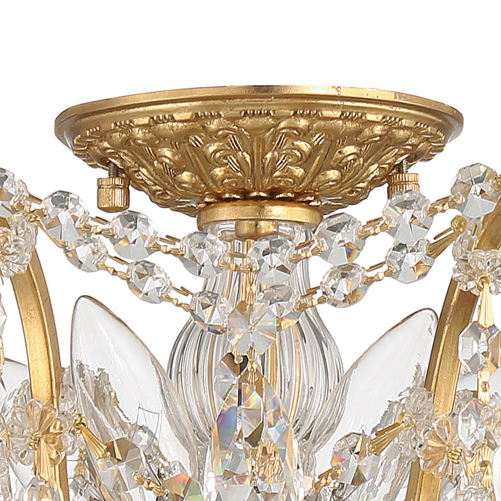 Crystorama Crystorama Filmore 5 Light Hand Cut Crystal Antique Gold Flush Mount