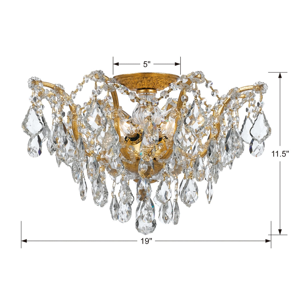 Crystorama Crystorama Filmore 5 Light Swarovski Strass Crystal Antique Gold Flush Mount