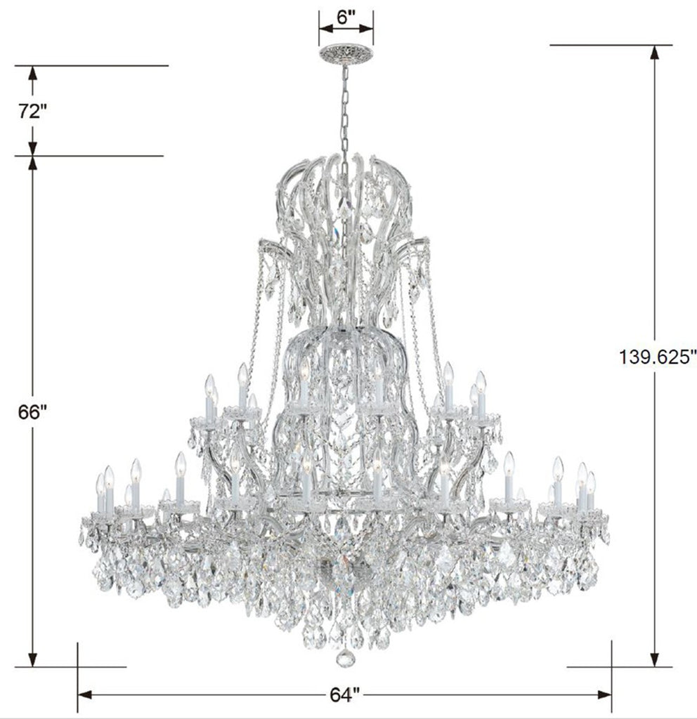 Maria Theresa 37 Light Hand Cut Crystal Polished Chrome Chandelier Crystorama