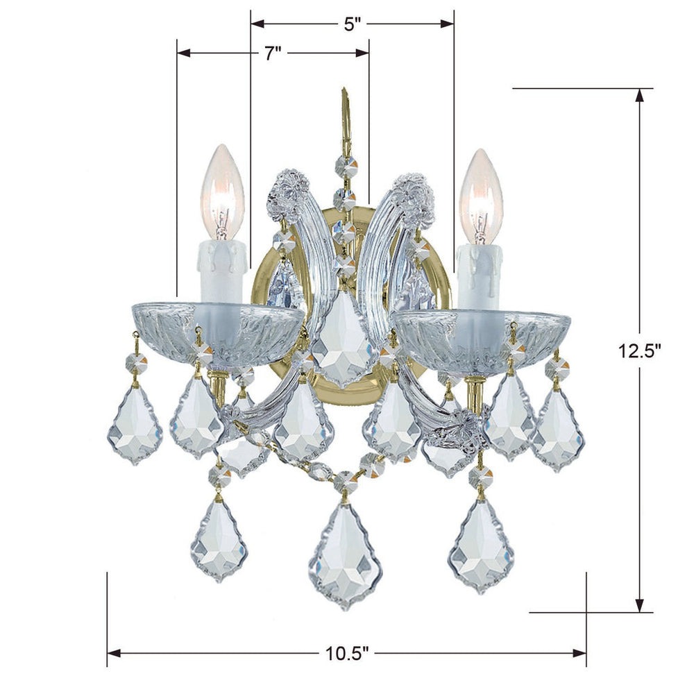 Crystorama Crystorama Maria Theresa 2 Light Clear Italian Crystal Gold Sconce