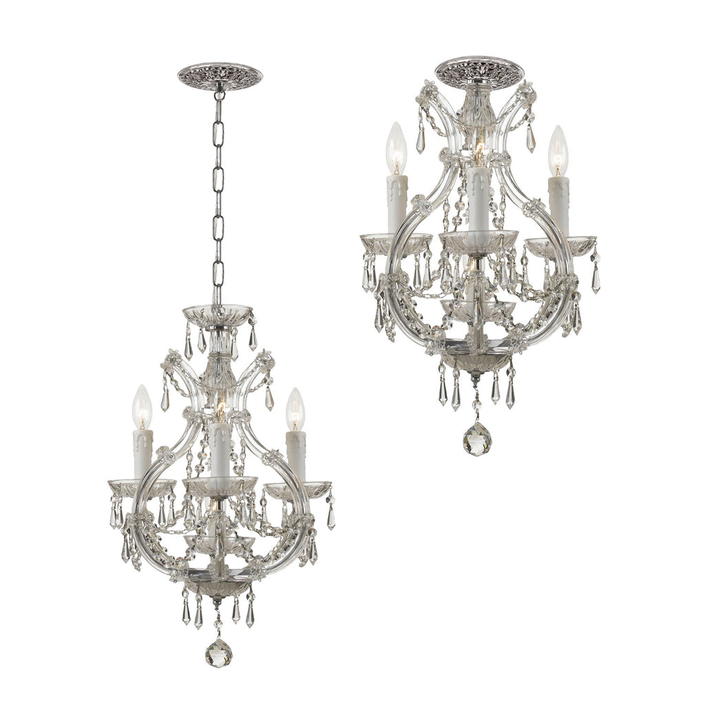 Crystorama Crystorama Maria Theresa 4 Light Hand Cut Crystal Polished Chrome Semi Flush Mount