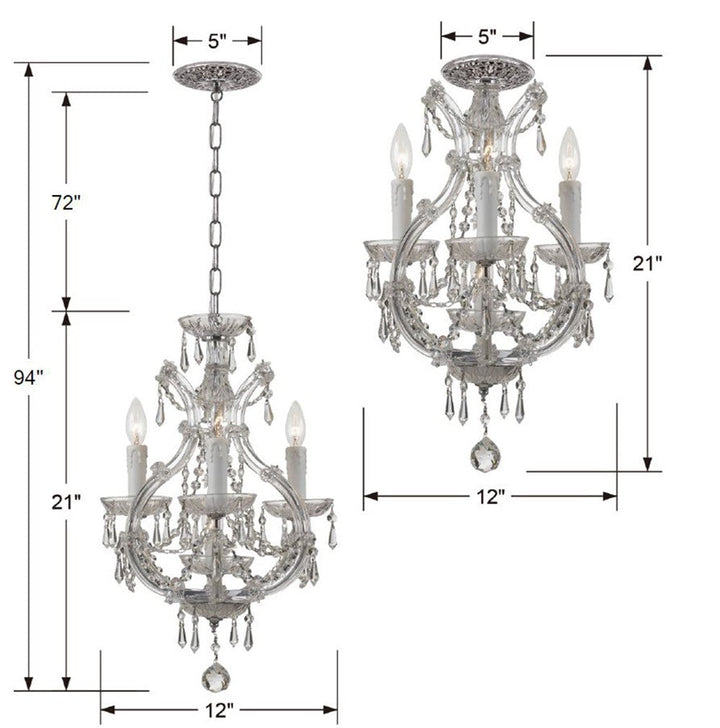 Crystorama Crystorama Maria Theresa 4 Light Spectra Crystal Polished Chrome Semi Flush Mount