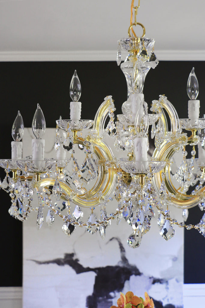 Maria Theresa 12 Light Hand Cut Crystal Gold Chandelier Crystorama