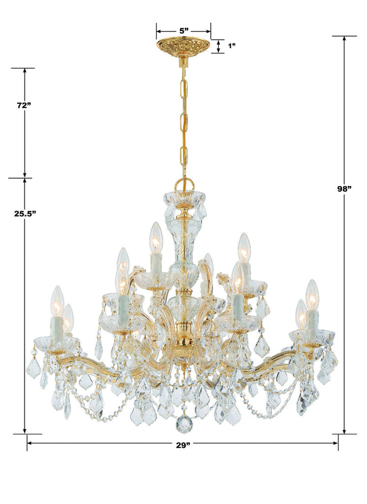 Maria Theresa 12 Light Hand Cut Crystal Gold Chandelier Crystorama