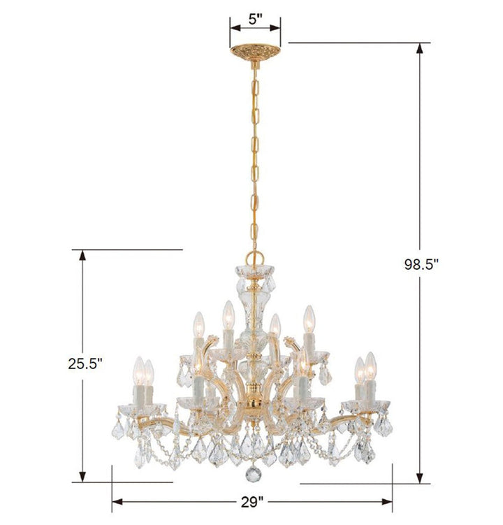 Maria Theresa 12 Light Spectra Crystal Gold Chandelier Crystorama