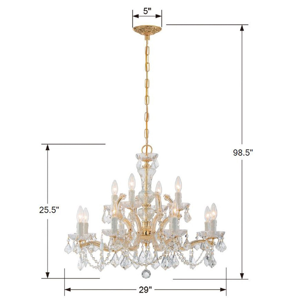 Maria Theresa 12 Light Swarovski Strass Crystal Gold Chandelier Crystorama