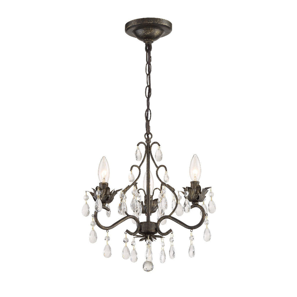 Paris Market 3 Light Swarovski Strass Crystal English Bronze Mini Chandelier Crystorama