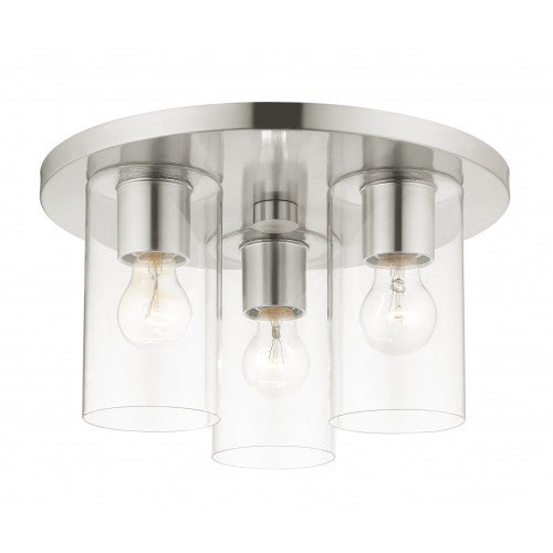 3 Light Brushed Nickel Flush Mount Livex