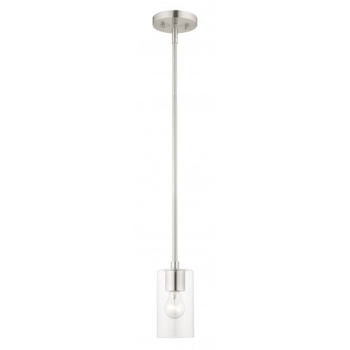 1 Light Brushed Nickel Pendant Livex