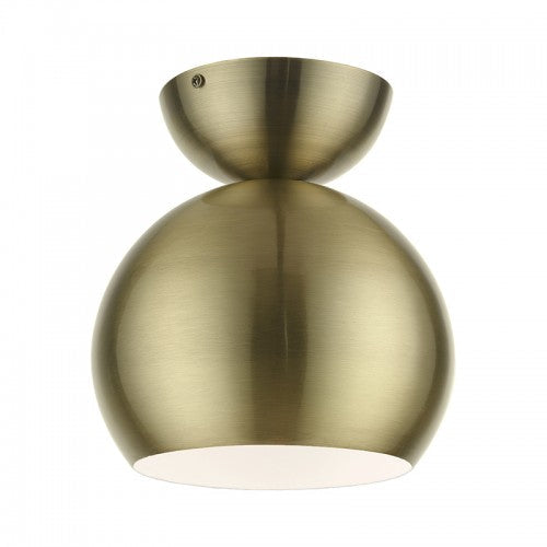 1 Light Antique Brass Globe Semi-Flush Livex