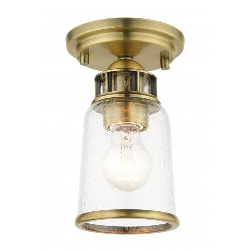 1 Light Antique Brass Flush Mount Livex