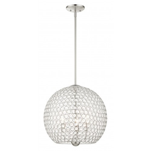 3 Light Brushed Nickel Pendant Livex