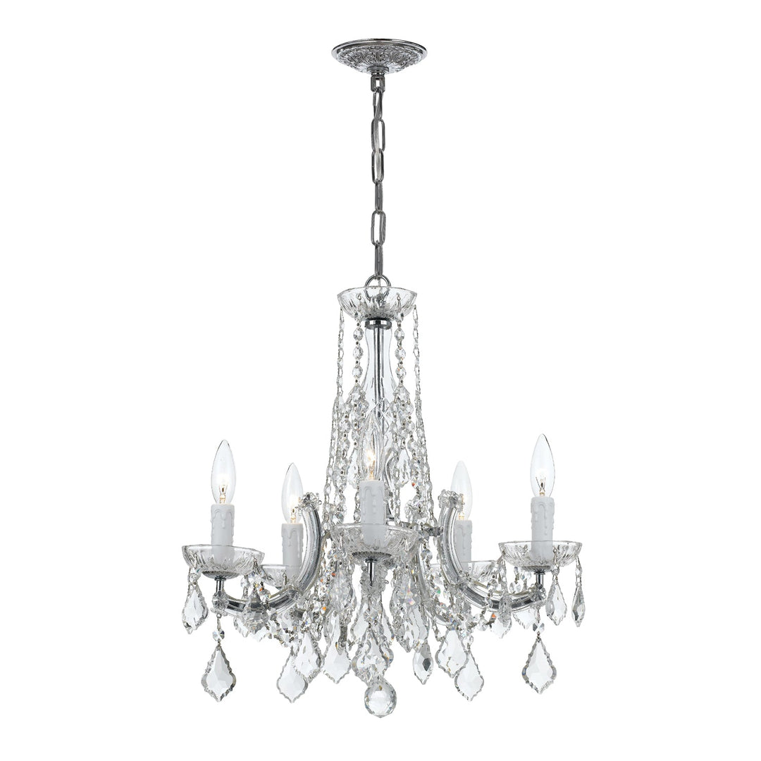 Maria Theresa 5 Light Hand Cut Crystal Polished Chrome Chandelier Crystorama