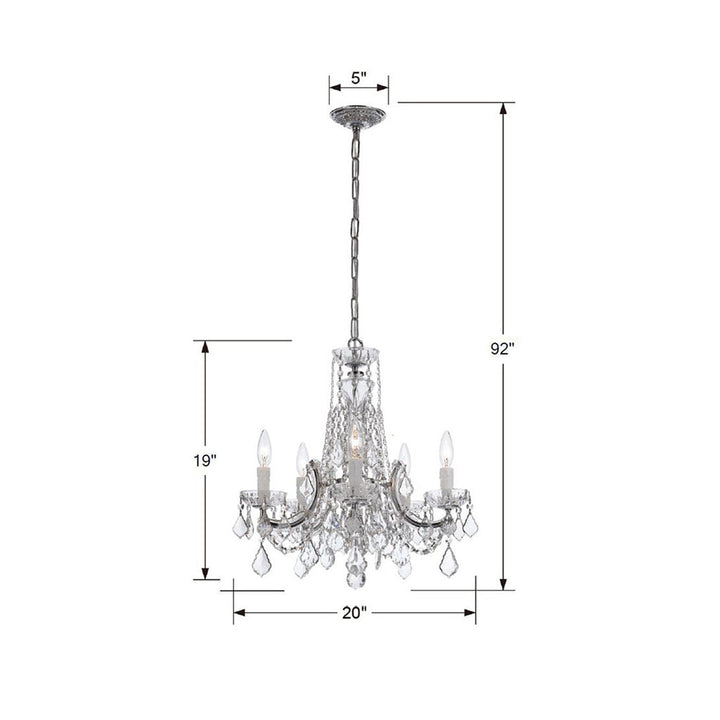 Maria Theresa 5 Light Hand Cut Crystal Polished Chrome Chandelier Crystorama