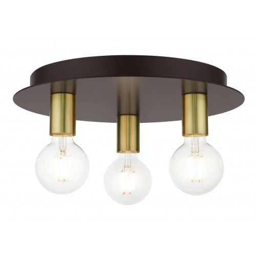 3 Light Bronze Flush Mount Livex
