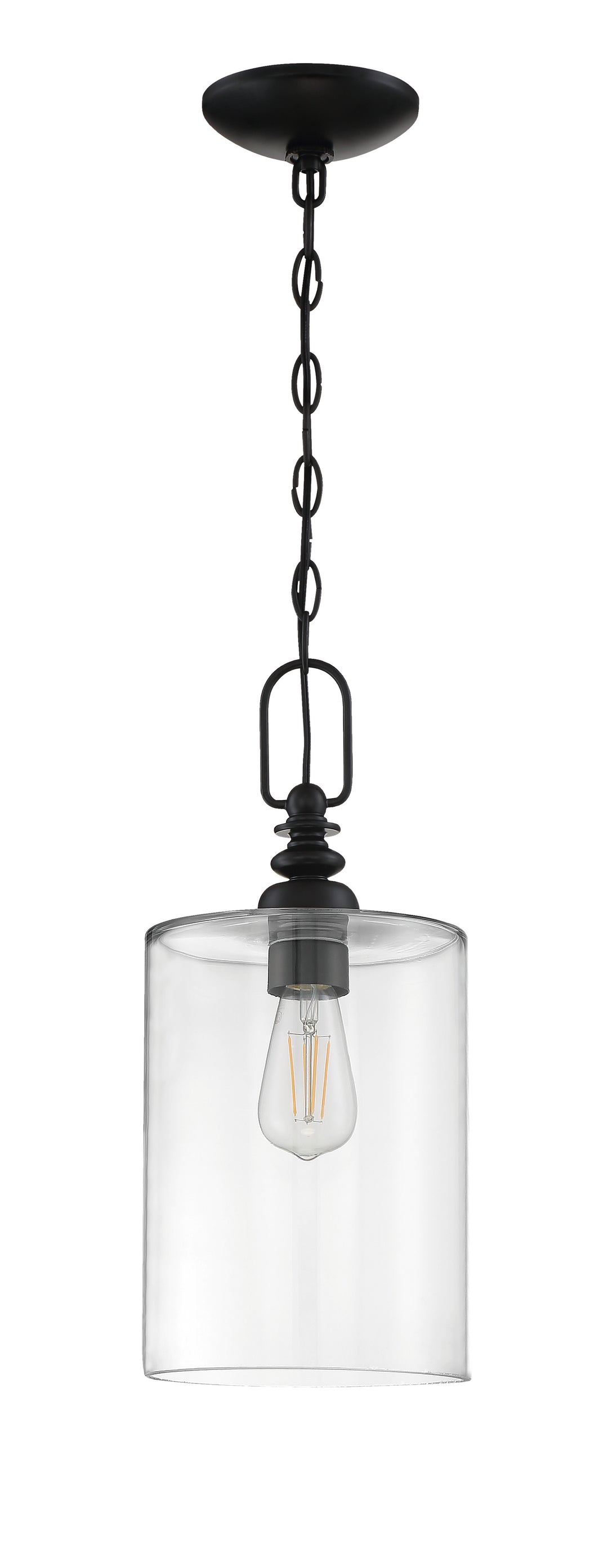 Dardyn 1 Light Mini Pendant in Flat Black (Clear Glass) CRAFTMADE