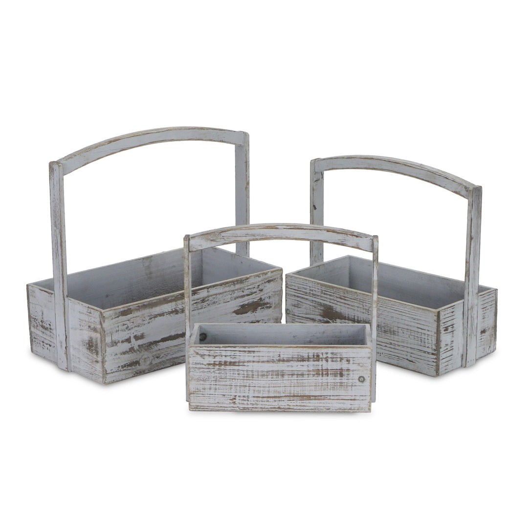 CHEUNGS Caspen Set of 3 High Handle Gray Wood Bins