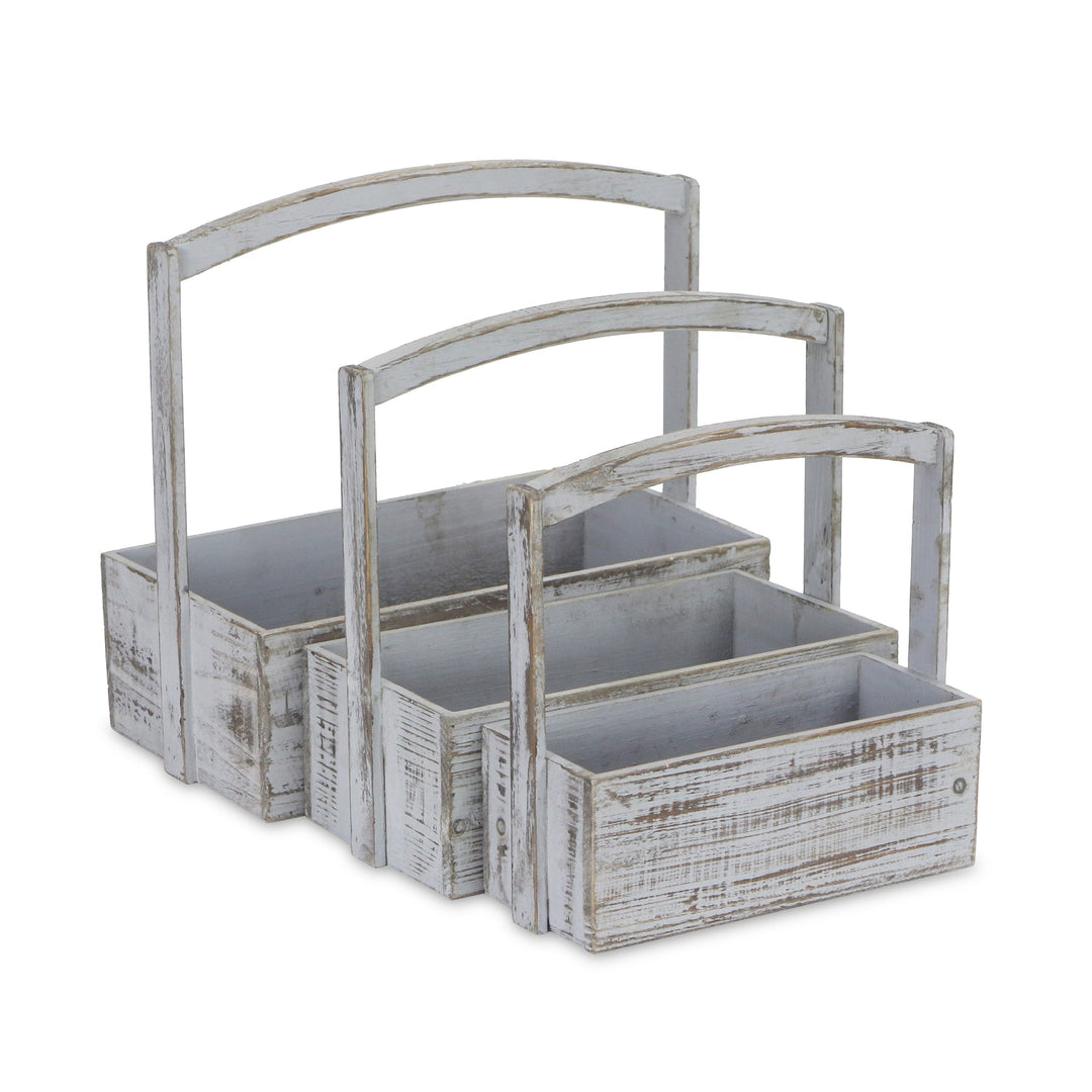 CHEUNGS Caspen Set of 3 High Handle Gray Wood Bins