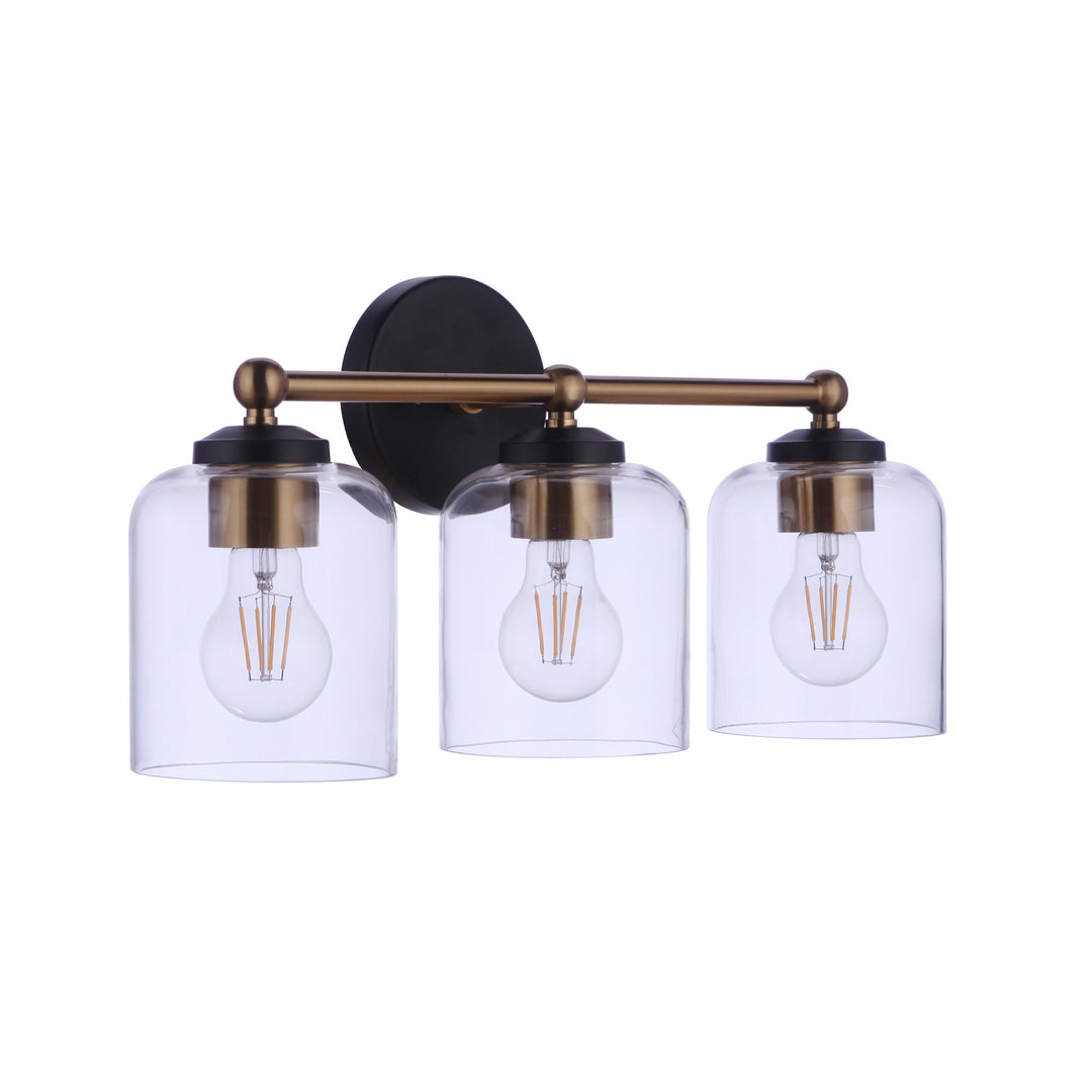 CRAFTMADE Coppa 3 Light Vanity in Flat Black/Satin Brass