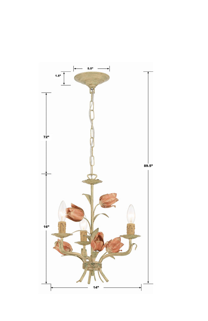 Southport 3 Light Sage Rose Mini Chandelier Crystorama