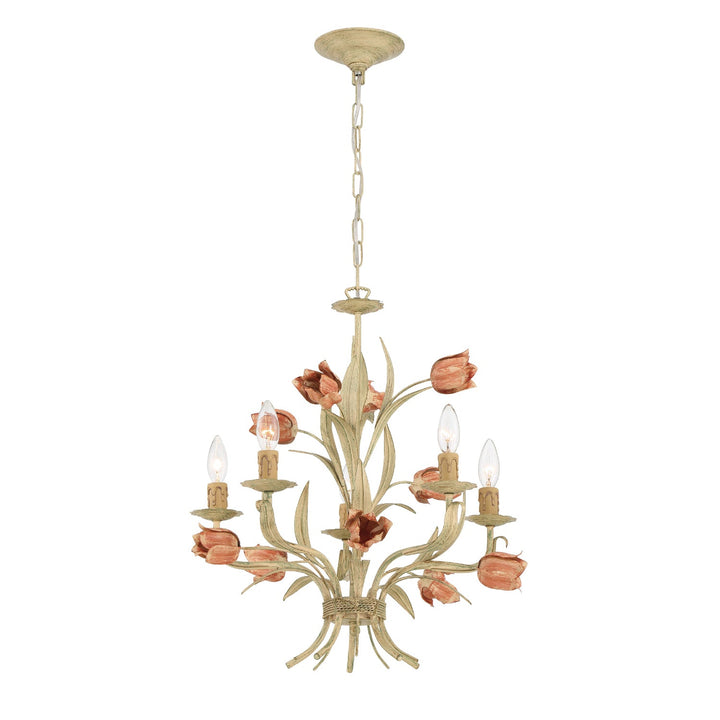 Southport 5 Light Sage Rose Chandelier Crystorama