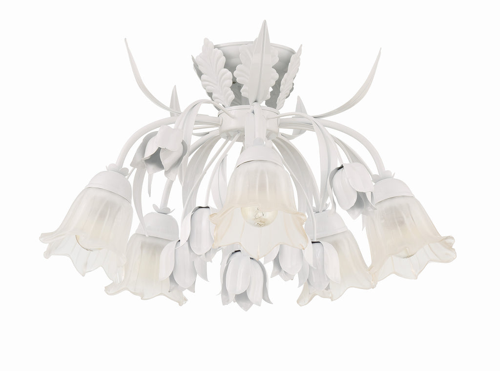 Crystorama Crystorama Southport 5 Light Wet White Floral Semi Flush Mount