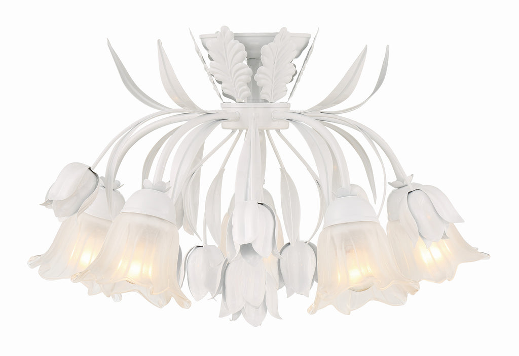 Crystorama Crystorama Southport 5 Light Wet White Floral Semi Flush Mount