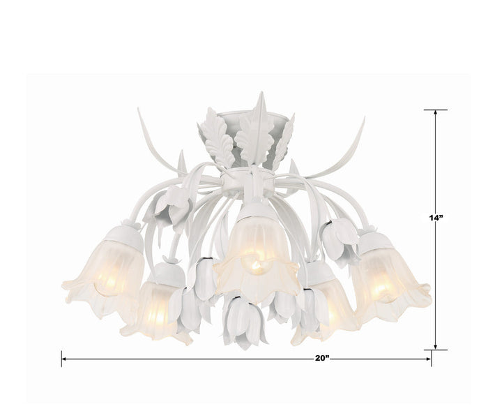 Crystorama Crystorama Southport 5 Light Wet White Floral Semi Flush Mount