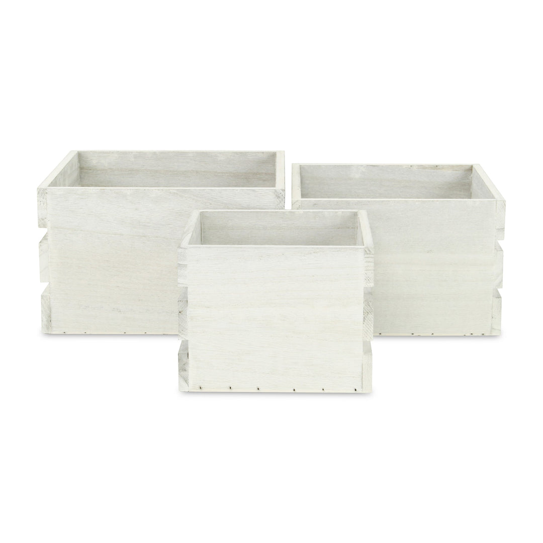 CHEUNGS Rustic Farmstead Light Gray Wooden Crate Set