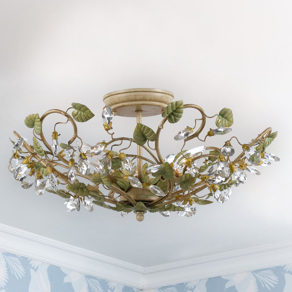 Crystorama Crystorama Josie 5 Light Champagne Green Tea Semi Flush Mount