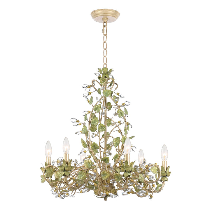 Josie 6 Light Champagne Green Tea Chandelier Crystorama