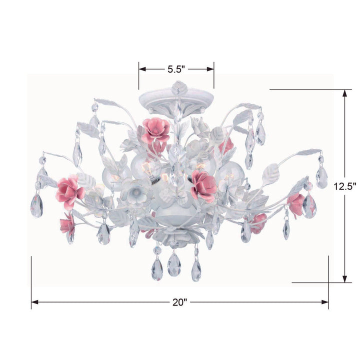 Crystorama Crystorama Lola 6 Light Wet White Semi Flush Mount