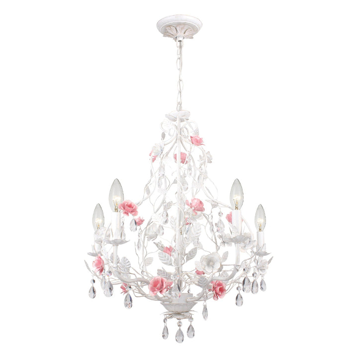 Lola 5 Light Wet White Chandelier Crystorama