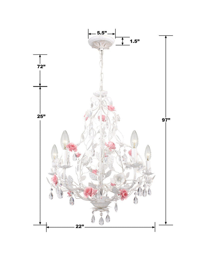 Lola 5 Light Wet White Chandelier Crystorama