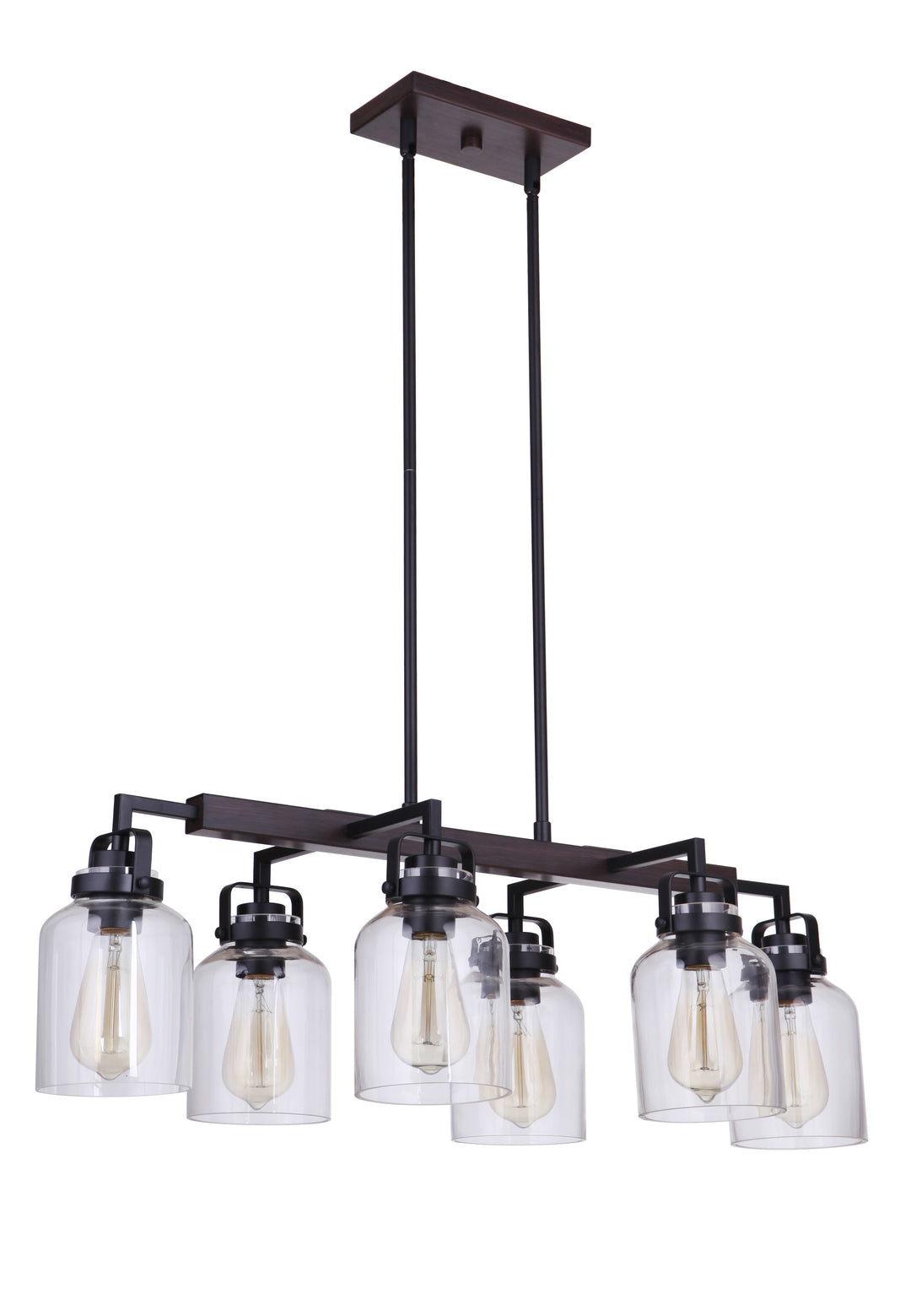 CRAFTMADE Foxwood 6 Light Island in Flat Black/Dark Teak