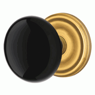 EMTEK Black Porcelain Ebony Door Knob Set With Regular Rosette