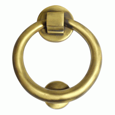 COPPER MOUNTAIN HARDWARE 5 1/2 Inch (3 1/2 Inch c-c) Solid Brass Traditional Ring Door Knocker (Antique Brass Finish)