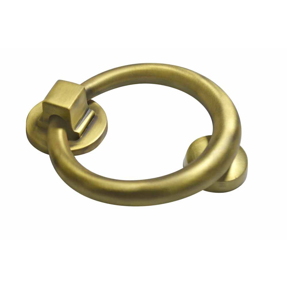 COPPER MOUNTAIN HARDWARE 5 1/2 Inch (3 1/2 Inch c-c) Solid Brass Traditional Ring Door Knocker (Antique Brass Finish)