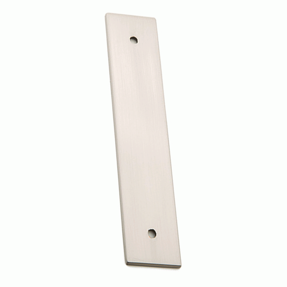 EMTEK 5 1/4 Inch (4 Inch c-c) Solid Brass Art Deco Rectangular Back Plate (Brushed Nickel Finish)