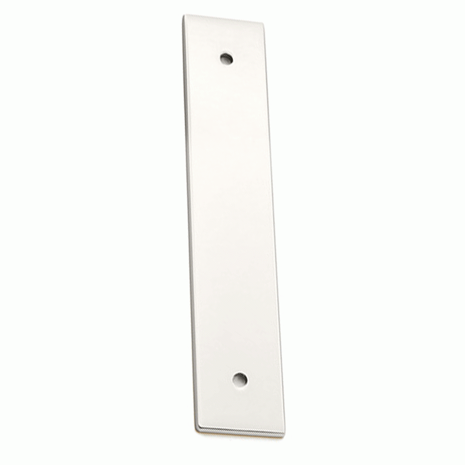 EMTEK 5 1/4 Inch (4 Inch c-c) Solid Brass Art Deco Rectangular Back Plate (Polished Nickel Finish)