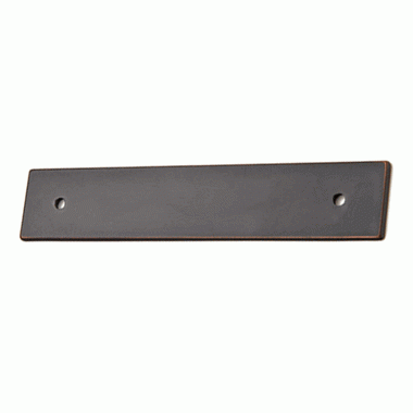 EMTEK 5 1/4 Inch (4 Inch c-c) Solid Brass Art Deco Rectangular Back Plate (Venetian Rubbed Bronze Finish)