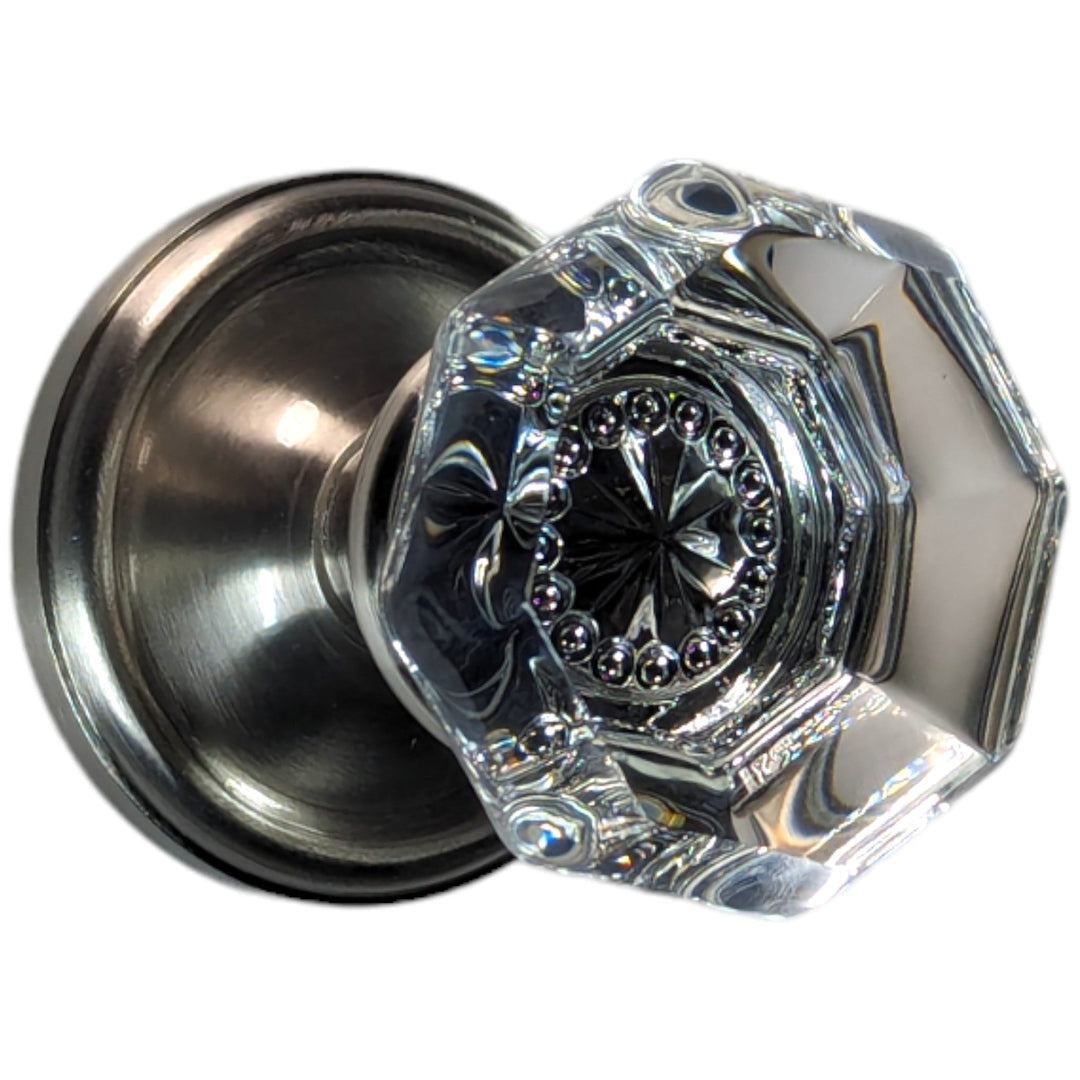 ##Antique Hardware## Traditional Rosette Door Set with Octagon Crystal Door Knobs (Several Finishes Available)