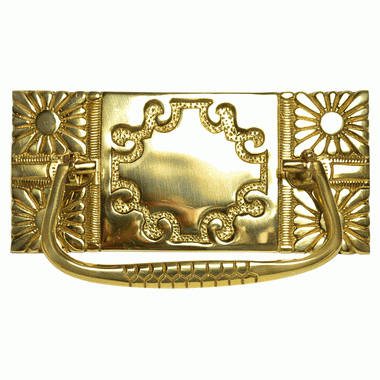 COPPER MOUNTAIN HARDWARE 5 Inch Art Nouveau Bail Pull Plate (Polished Brass Finish)