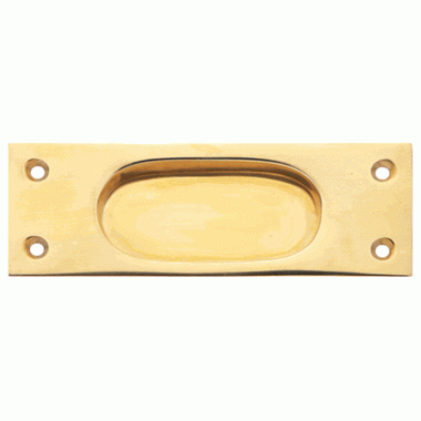 COPPER MOUNTAIN HARDWARE 5 Inch Rectangular Traditional Solid Brass Pocket Door Pull or Window Sash Pull (Lacquered Brass Finish)