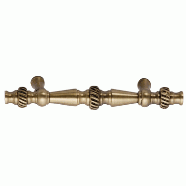 5 Inch Overall (3 Inch c-c) Solid Brass Georgian Roped Style Pull (Antique Brass Finish) Copper Mountain Hardware